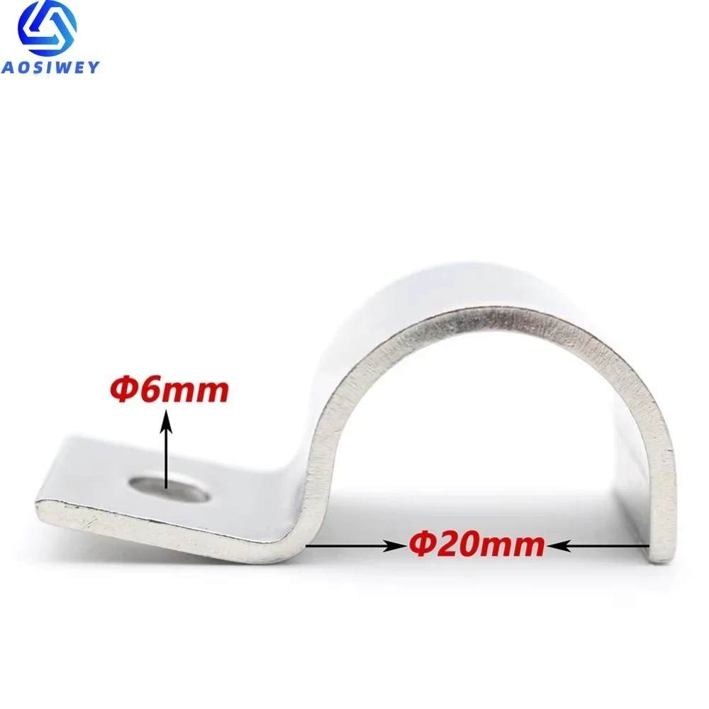 10pcs P-Type Stainless Steel Single Pipe Clamp Instrument Line/Wire/Tubing/Gas Pipe Cable Clamp Building Installation Fixed Clip