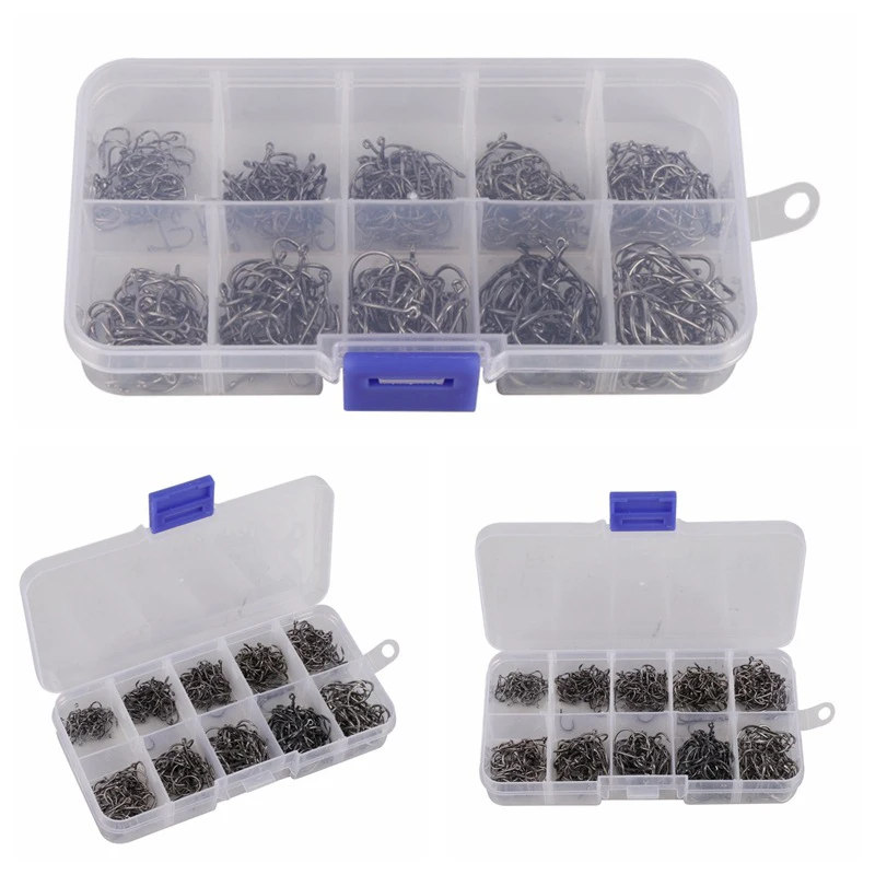 

High Carbon Steel Fish Hook Barbed 500PCS 3#-12# Series In Fly Fishhooks Worm Pond Fishing Bait Holder Hole Fishing Accessories