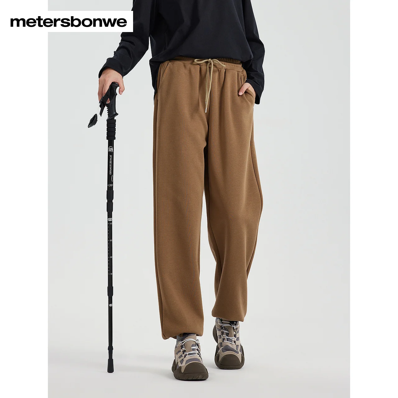 Metersbonwe-women's Kocogás kötött nadrágot menő vel Minden Alkalmazkodó m Magas derékon tömör színben Nadrág Alkalmi Ingó- sweatpants téli