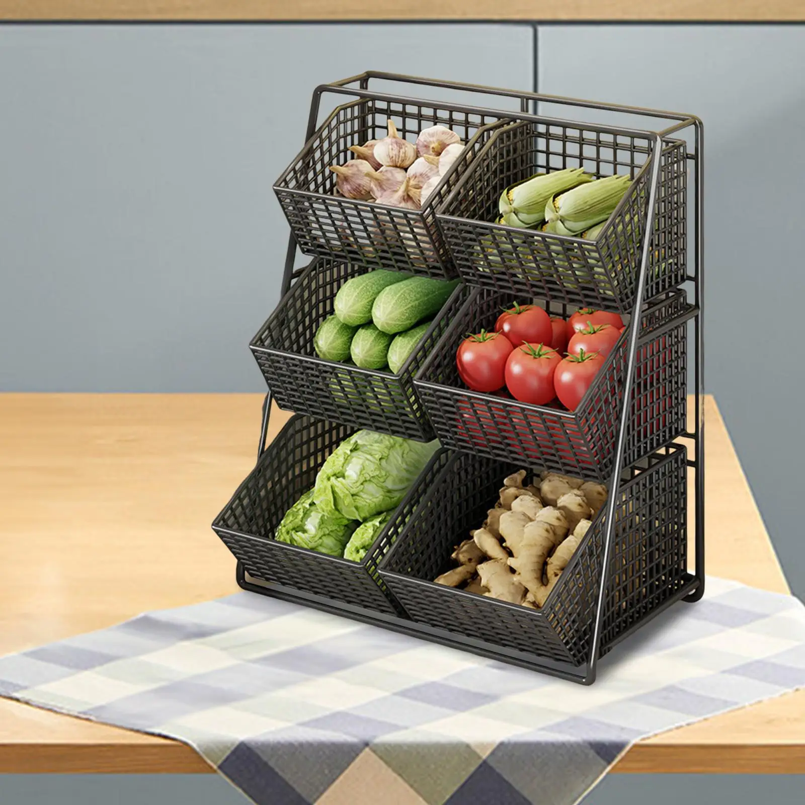 

Kitchen Vegetables Basket Stand Countertop Organizer Modern Sturdy Fruit Storage Basket Vegetable Holder for Home Restaurant