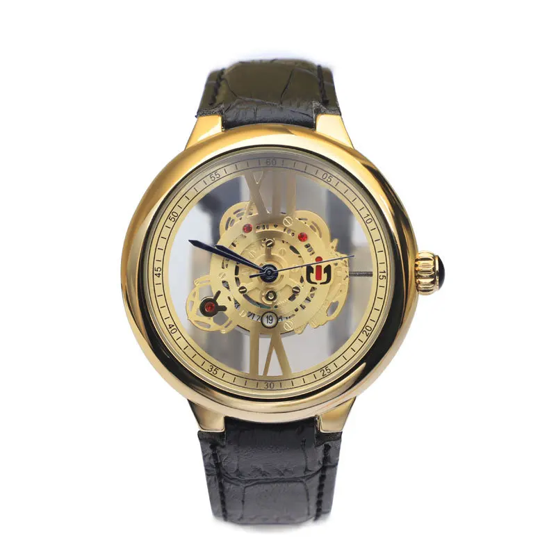 Creative New Skeleton Dial Brand Stainless Steel Quartz Watch Available Wrist Watch Fashion leather Strap Male AAA Clock