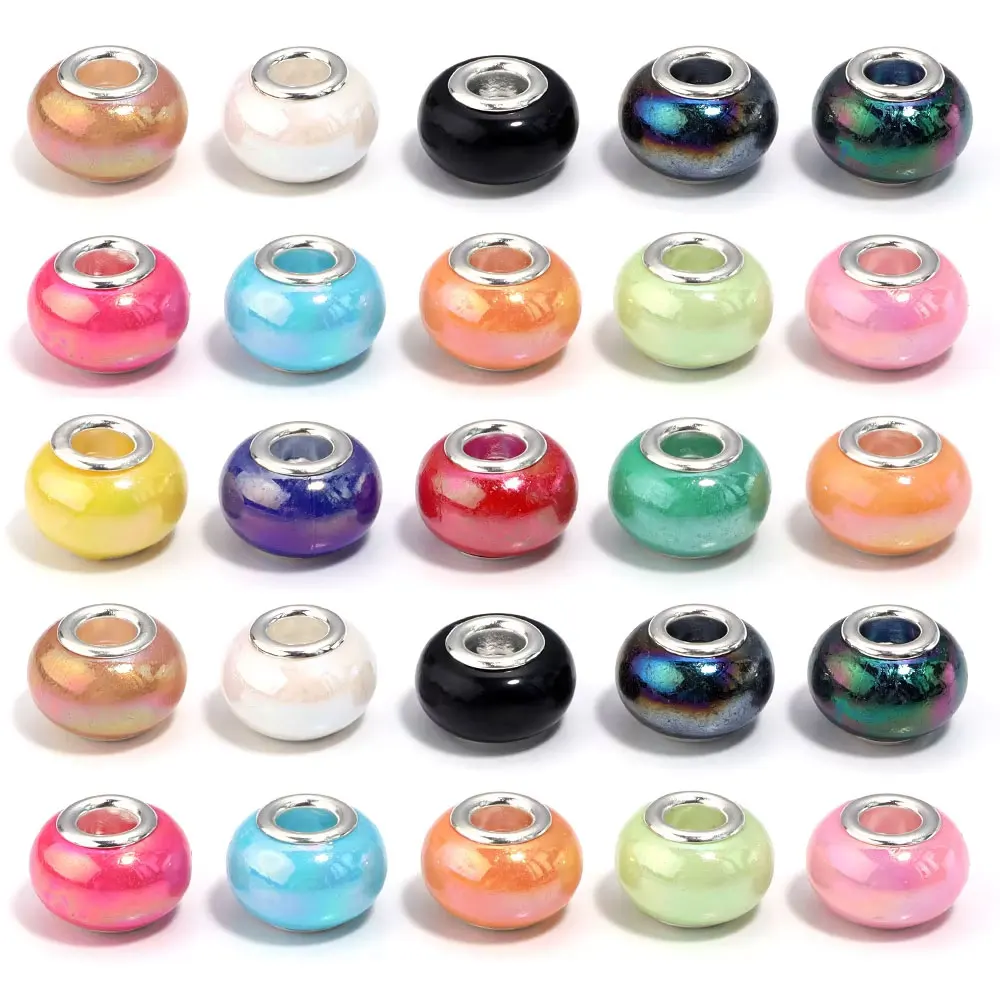 6/20/30/50pcs Multi-color Resin Oval European Style Large Hole Beads, DIY Necklaces, Bracelets, Christmas, Valentine's Day Gifts