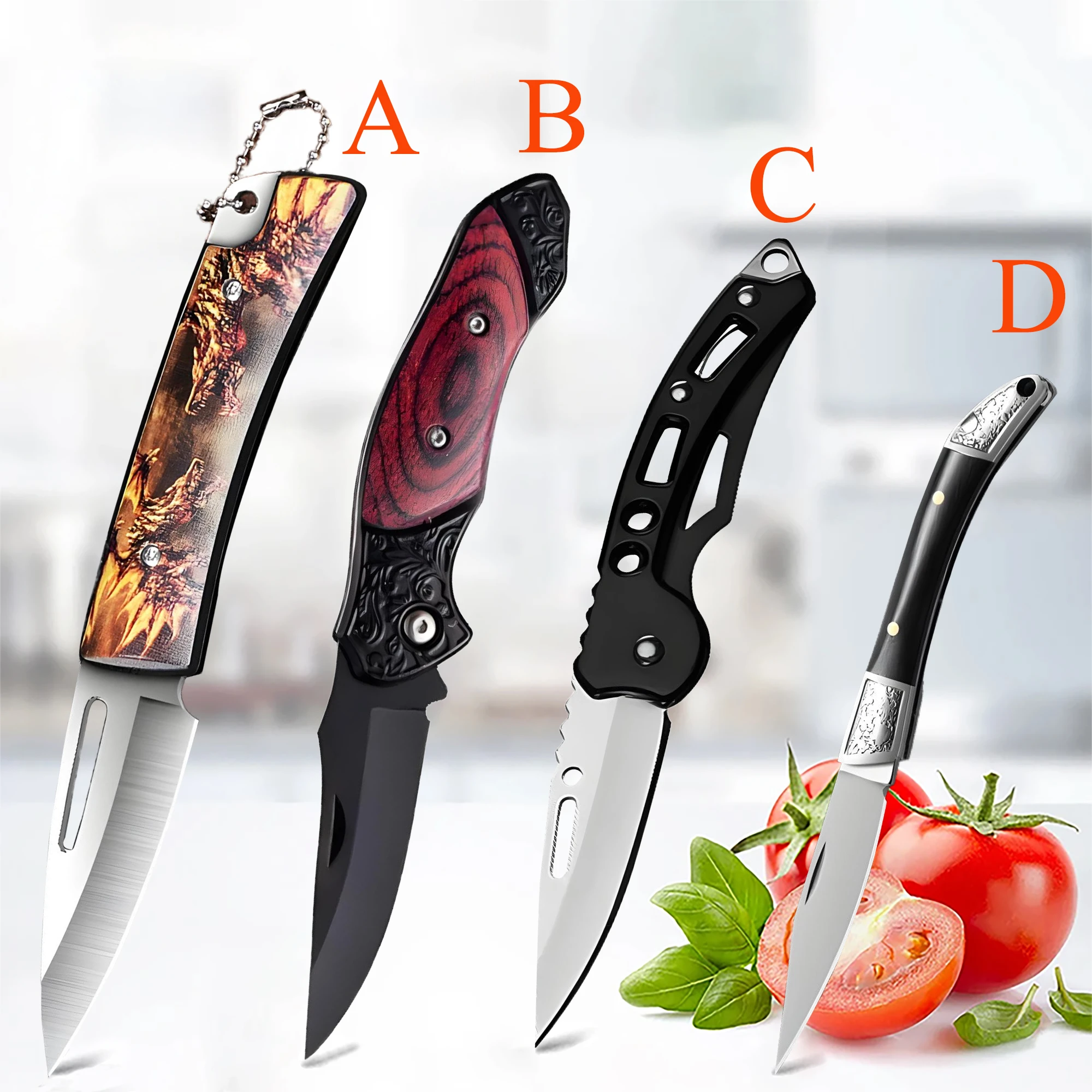1/2/4PCS,Folding Knife Stainless Steel Folding Fruit Vegetable Peeling Paring Knife Cooking knife Portable Knife Kitchen knife
