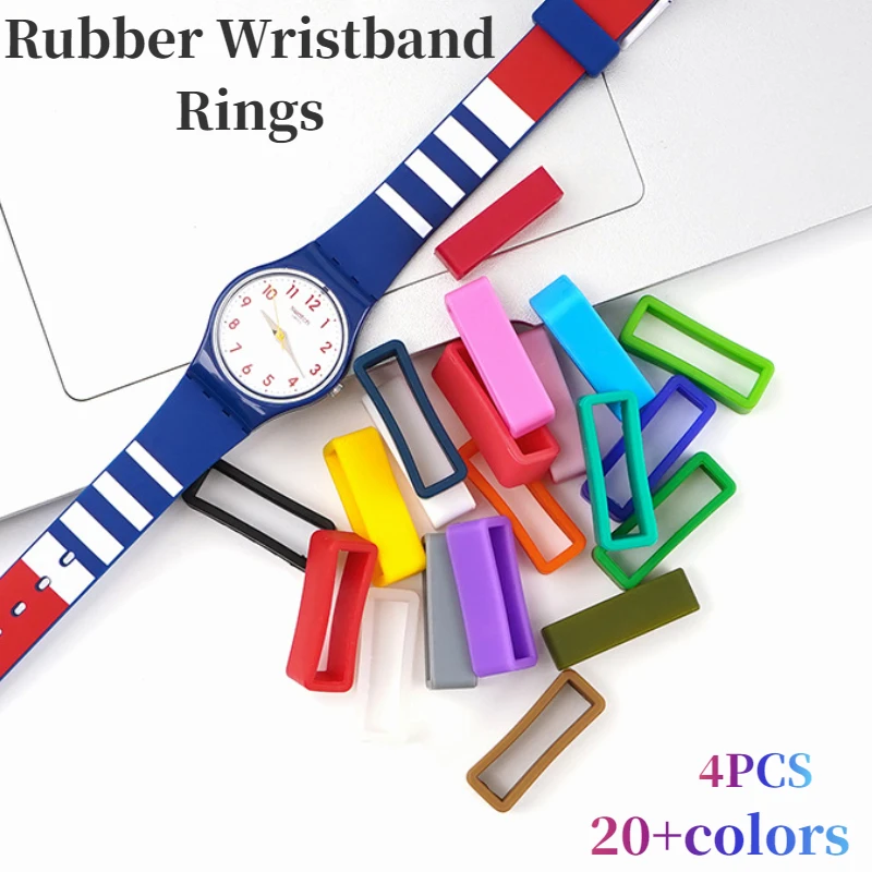 4 Uds reloj pulsera anillo bucle pulsera de silicona anillos impermeable correa Keeper Loop 12 14 16 18 20 22 24 26mm colorido