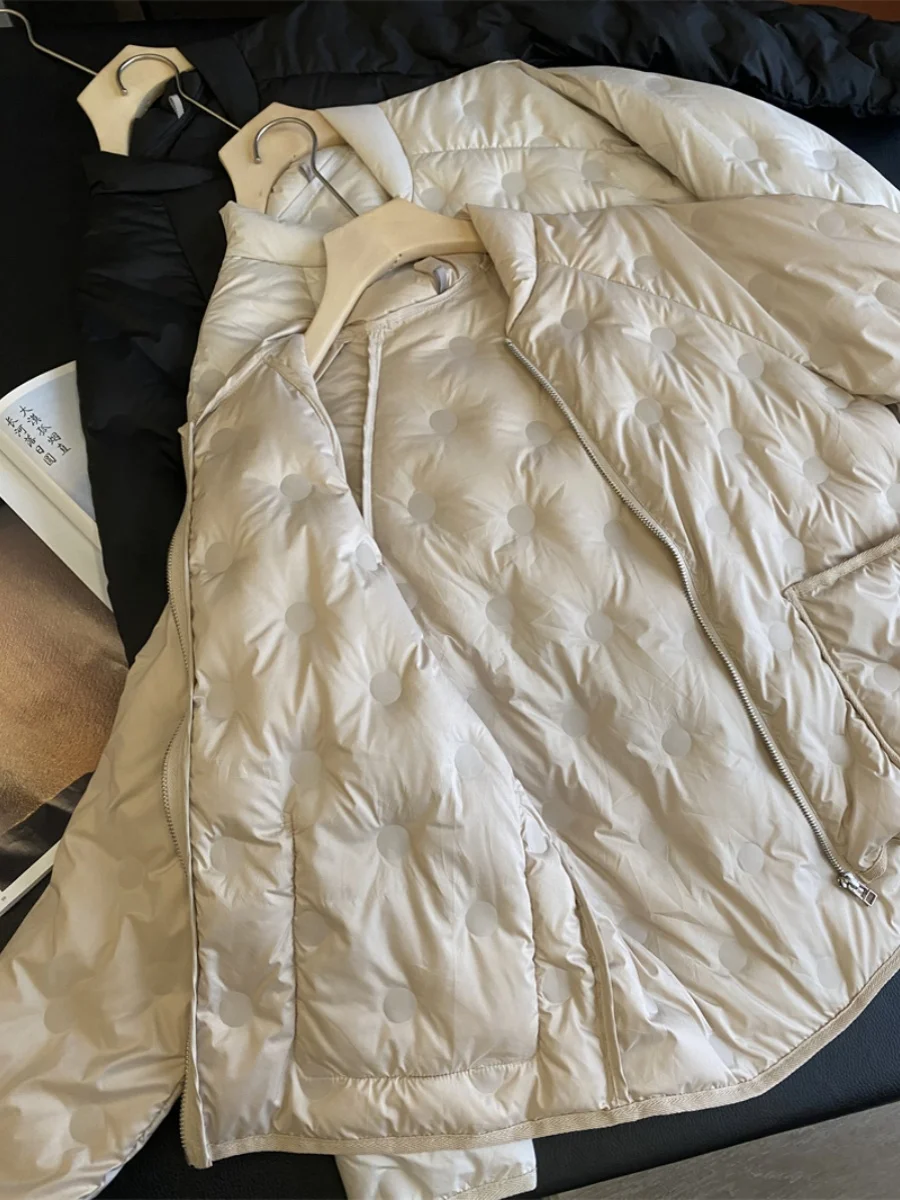 가볍고 따뜻한 화이트 다운 스탠드 칼라 자켓 얇은 섹션 90% 다운 퀼팅 조끼 여성용 아우터웨어