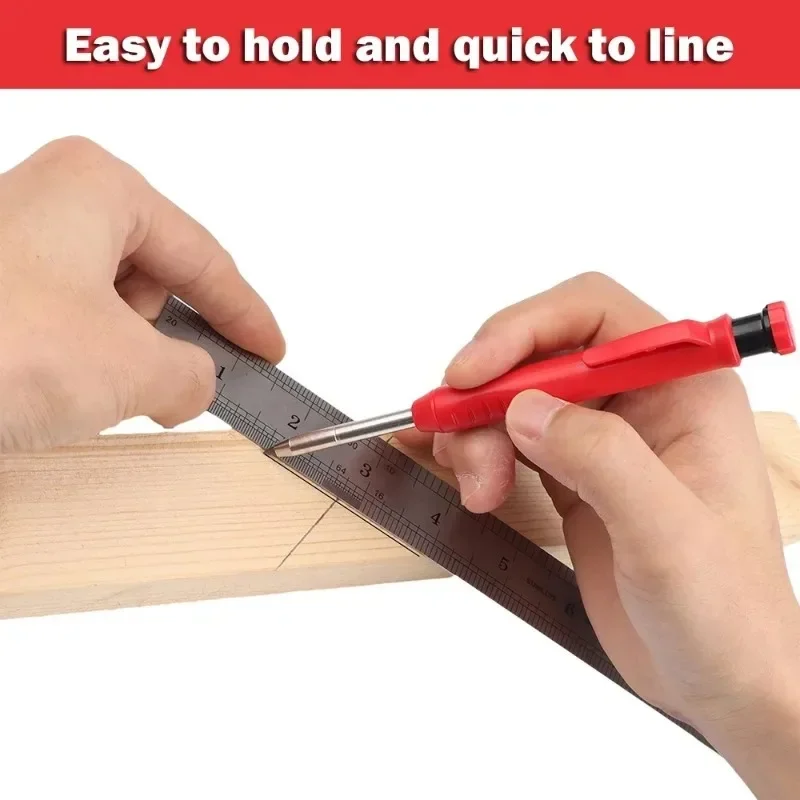 Solid Carpenter Pencil Set Woodworking Mechanical Pencil 3 Colors Refill Construction Marking Tool Office Supplies Stationery