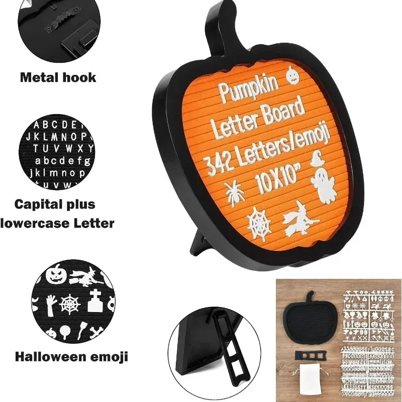 wooden pumpkin felt message board photo frame display stand, diy letter drawing commemorative board for family decor custom logo