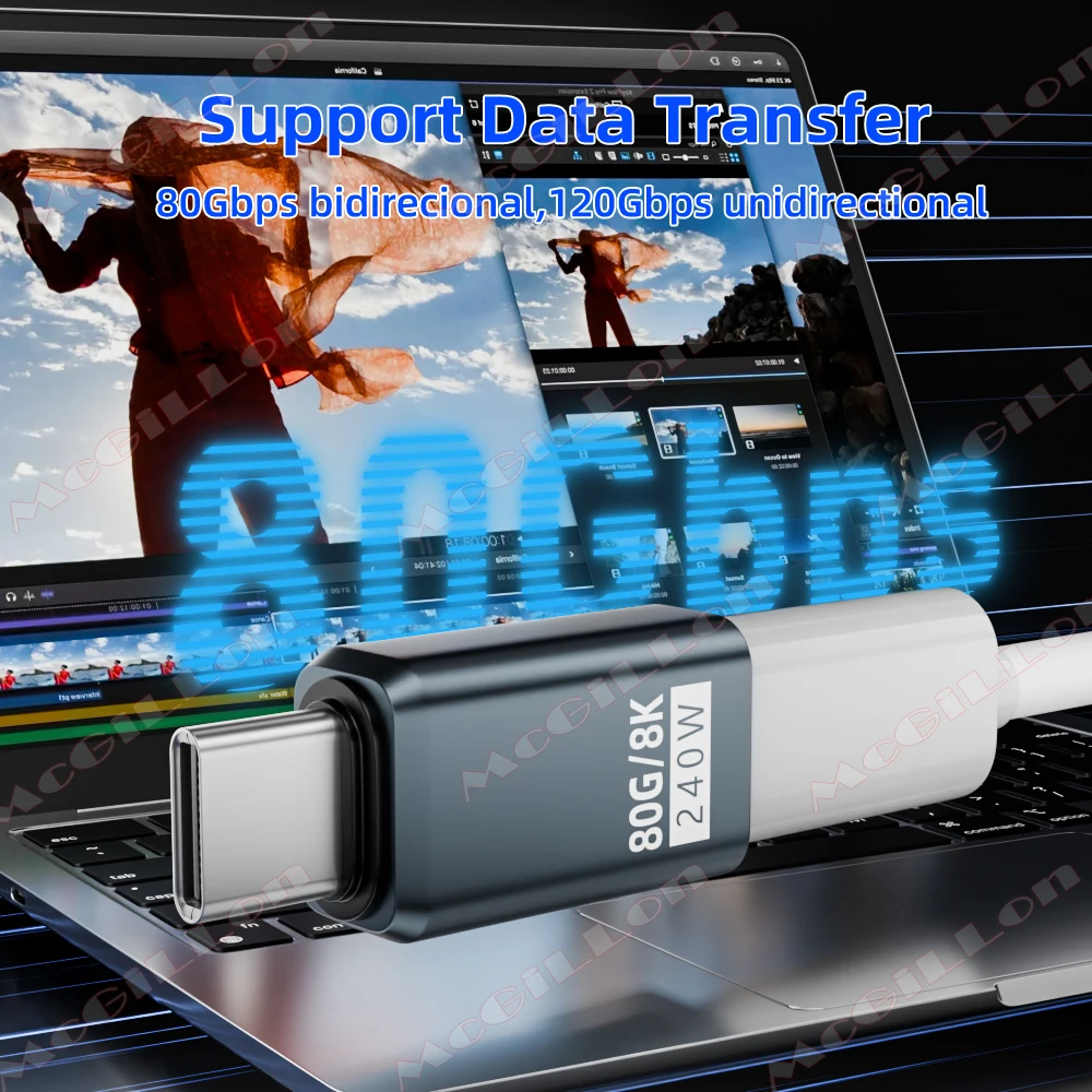 Thunderbolt 5 PD240W USB4 V2.0 Tipo-C para Tipo C Adaptador de Carregamento Rápido Conversor 80 Gbps Conector de Dados 8K @ 60 Hz Adaptador USB C OTG