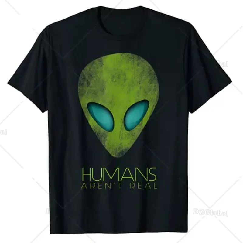面白いクールな宇宙愛好家のTシャツ、科学グラフィックTシャツ、エイリアン面白い人間、本物のかわいいUFOではありません、Tシャツ、y2kトップス、半袖ブラウス