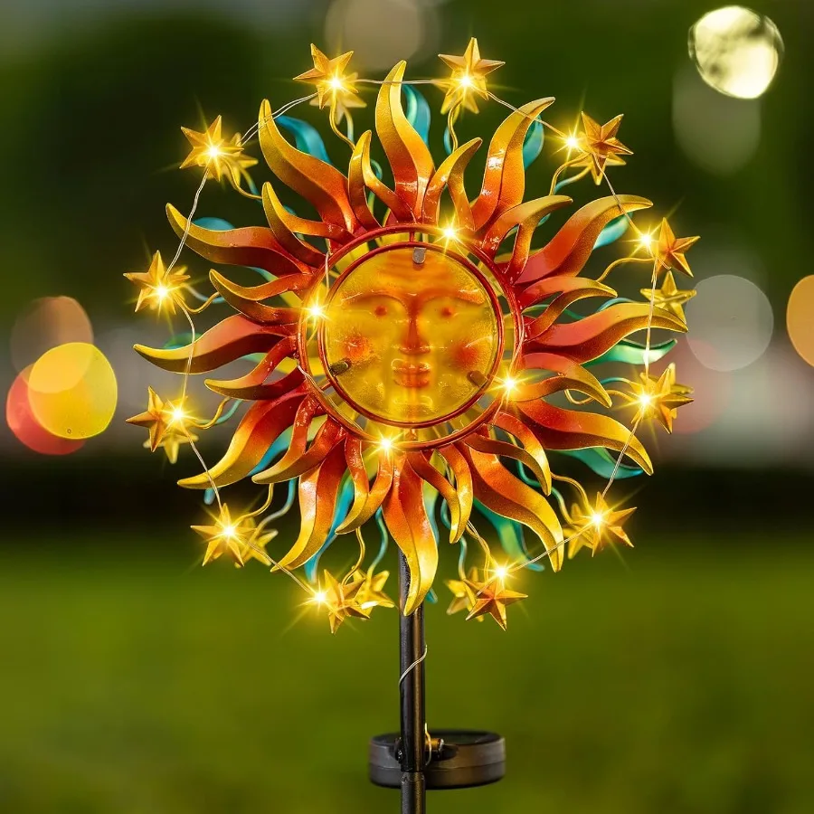 

Solar Wind Spinners for Yard Garden - 60.3 Inch 360° Metal Sun Wind Sculptures Outdoor Clearance Kinetic Windmills with Vine St