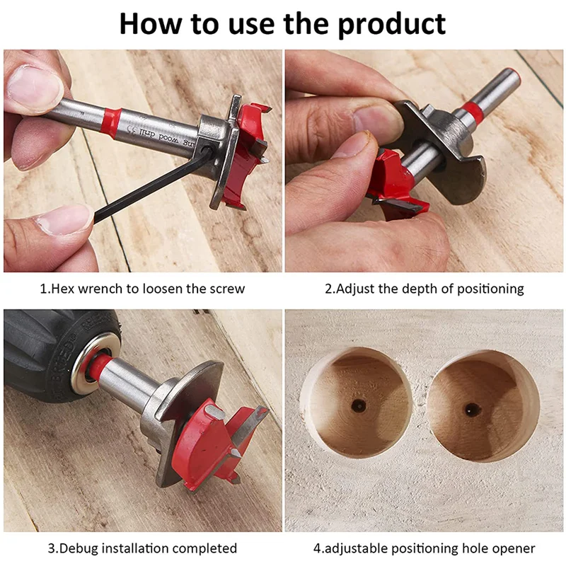 Imagem -06 - Carpintaria Hole Opener Grupo Posicionamento Hard Alloy Flat Wing Drill Dobradiça Ajustável Hole Expander Caixa de Madeira 1535 mm