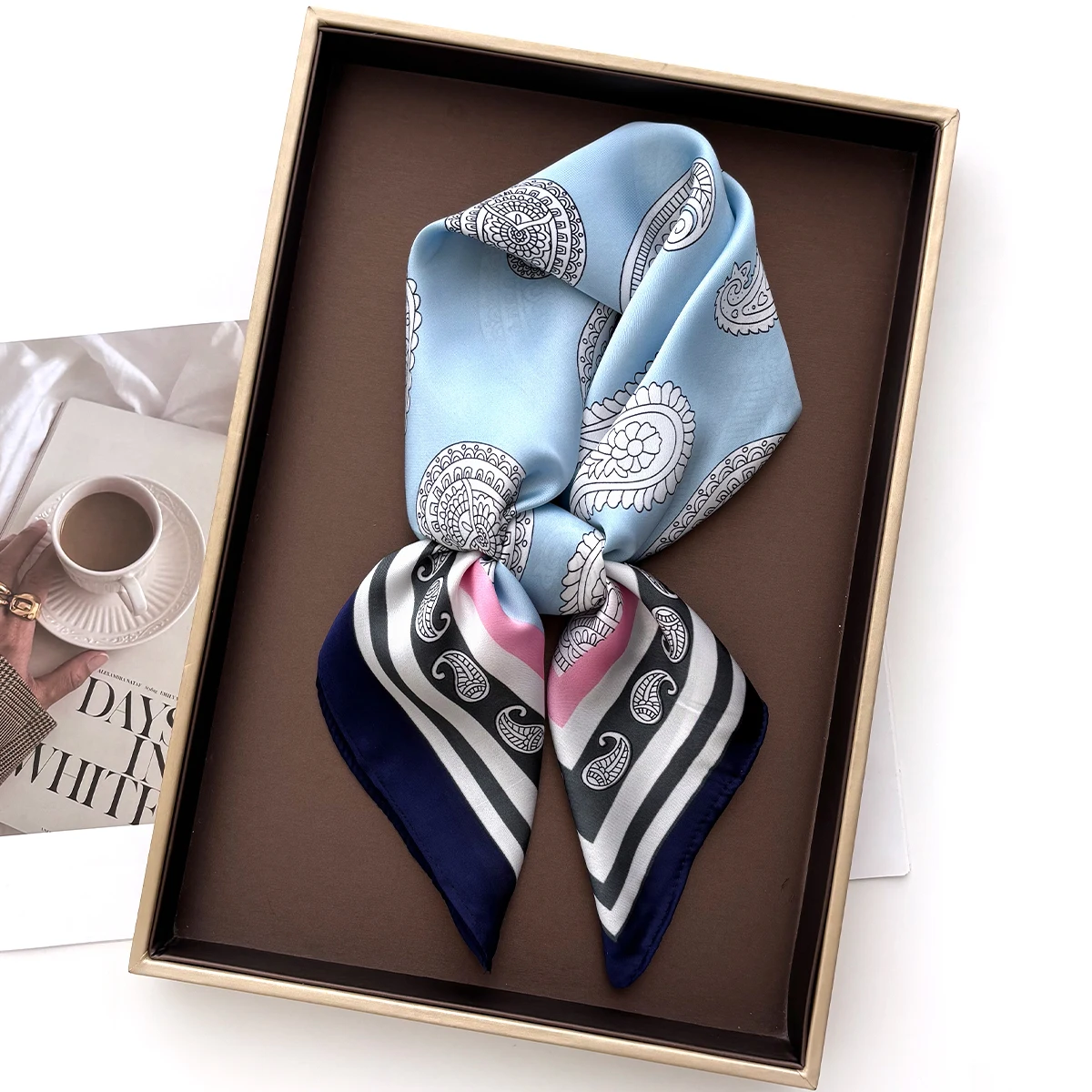 

Luxury Square Scarf Soft Satin Imitation Silk Scarves For Women Bandanas Elegant Hijab Neckerchief Printed Shawl Wraps