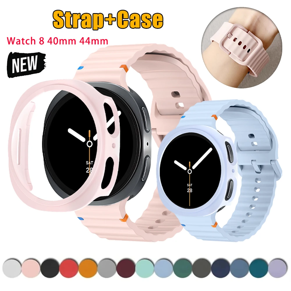 Bestseller PC-Gehäuse+Silikonband für Samsung Galaxy Watch 8 40mm 44mm Armband Ausgehöhlter Schutzüberzug Galaxy Watch 8 Armband
