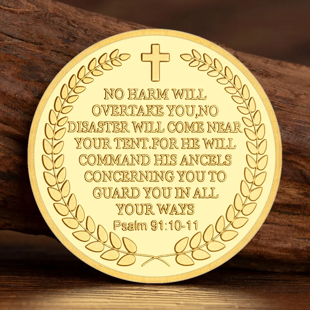 The Archangel Michael Collectible Coin Lucky Coin Golden Plated Color Guardian Angel Commemorative Coins