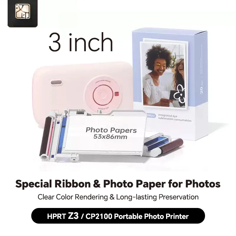 

100% Оригинальный картридж HPRT Z3 / CP2100 для фотобумаги с сублимационной печатью, 3-дюймовый набор для мгновенной печати, цветная пленка для ламинирования, сменный комплект