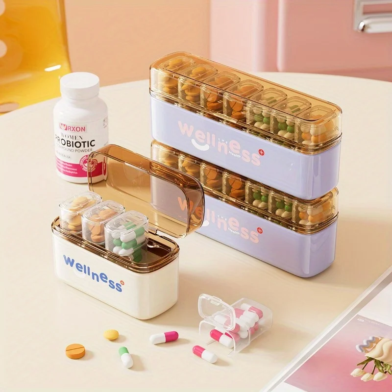 1pc Large Capacity Portable Drug Packaging Box, 7-Day Medication Reminder Portable Drug Storage Box