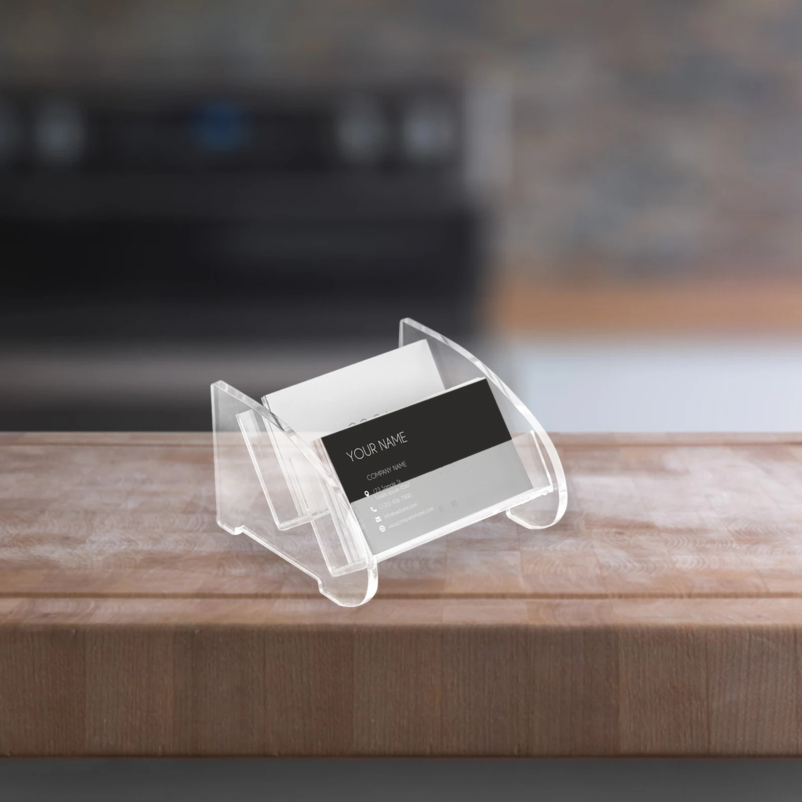 

Acrylic Business Card Holder 2 Layers White Box Transparent Display Stand Desk Organizer Storage Rack For Office Use