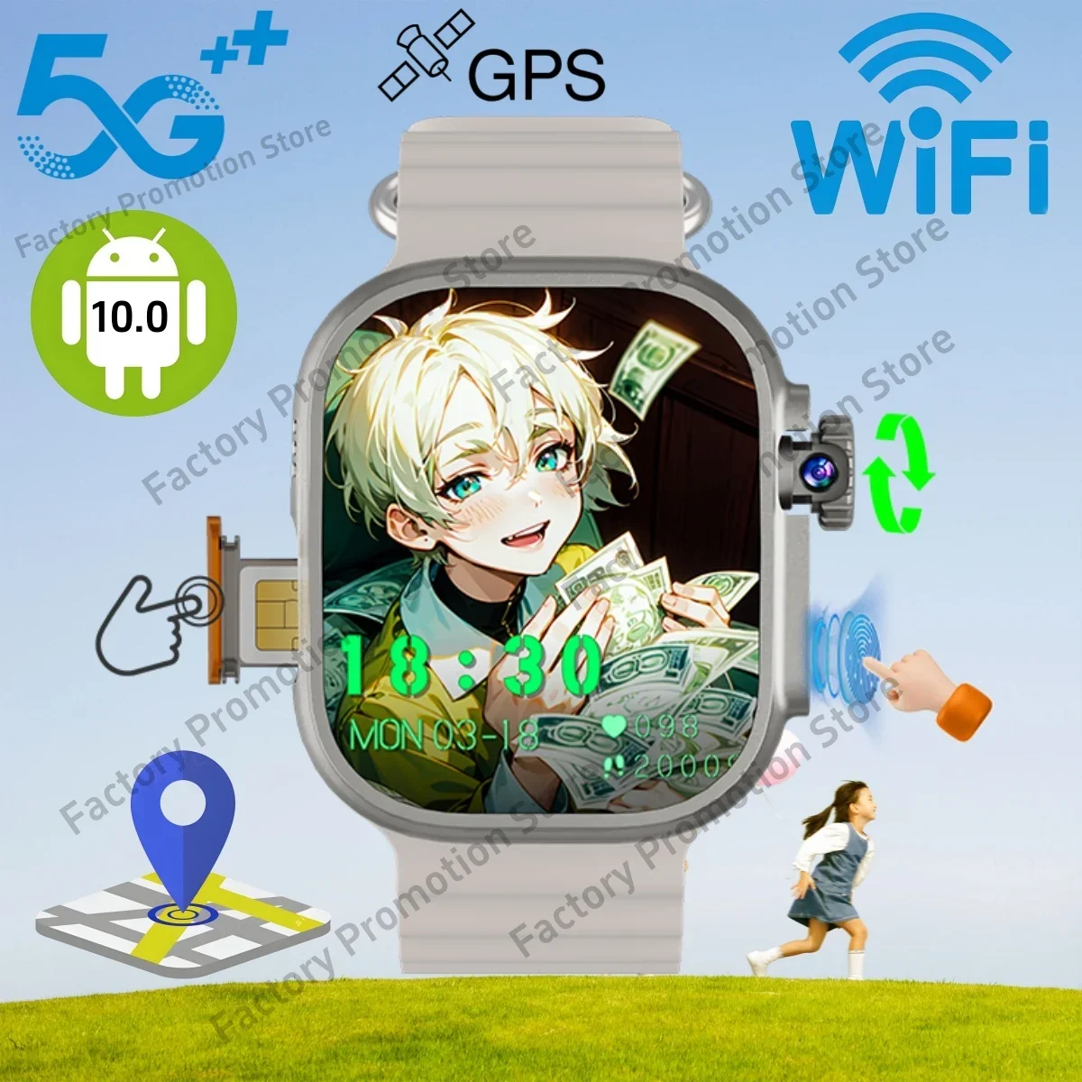 

4G Cellular Version S10 Ultra 3 MAX Smart Watch Touch ID WIFI GPS NFC Smartwatch Men With Roatry Camera Sim Card Slot Video Call