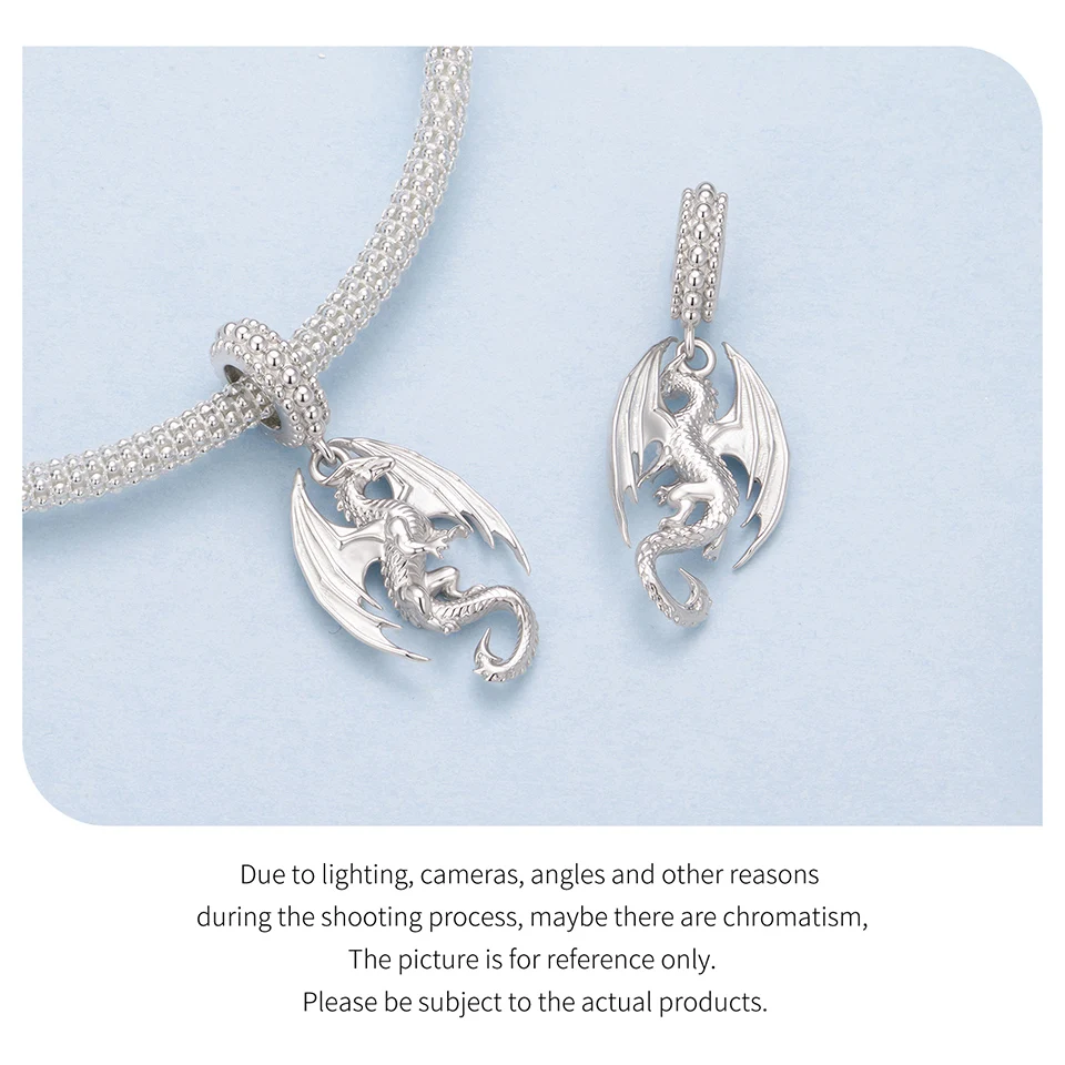WOSTU 925 Sterling Silver Flying Dragon Charms Pendant Colorful Phoenix Beads Fit Original DIY Bracelet Wholesale