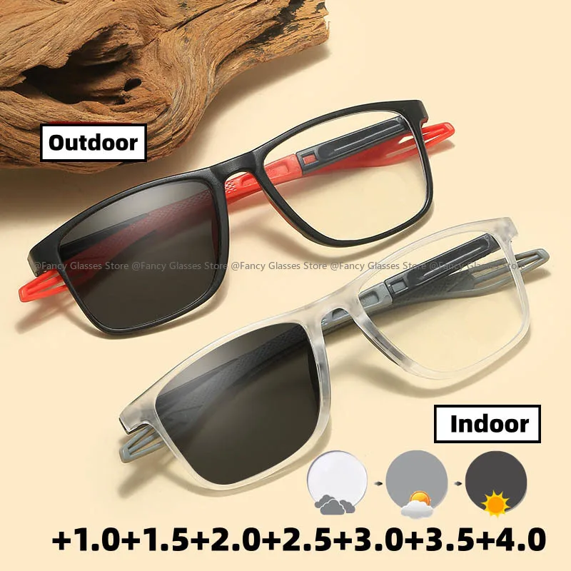 

5 Colors Photochromic Reading Glasses Men Women Vintage TR90 Frame Far Sight Eyewear Retro Color Changing Presbyopia Sunglasses