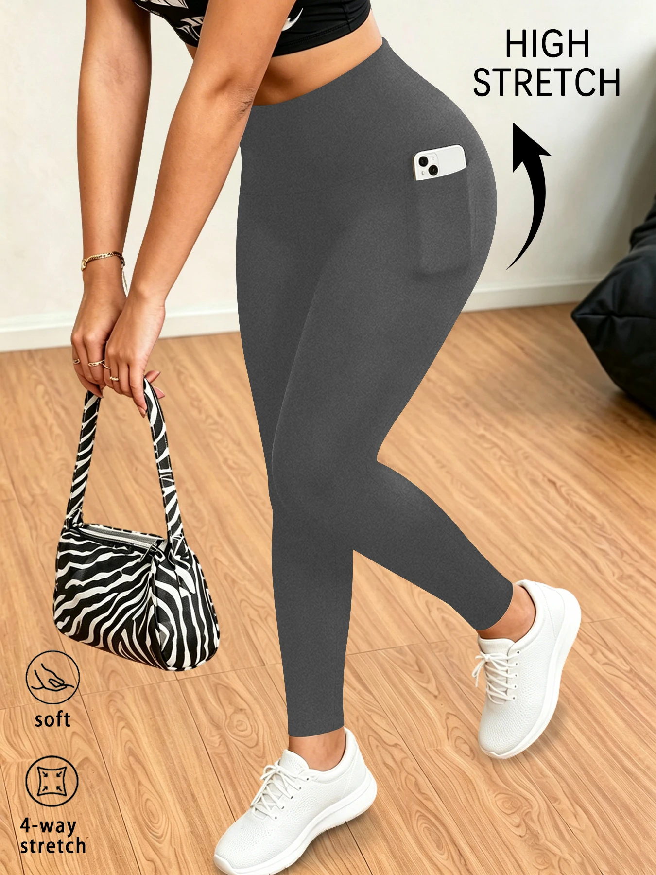 Women's Super Soft Leggings with Pockets, High Waisted Tummy Control for Yoga Workout and Casual Lounge Wear Comfort