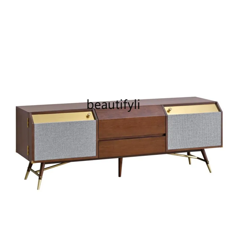 

A36 Nordic light luxury solid wood floor cabinet modern simple living room furniture designer storage cabinet double door TV ca