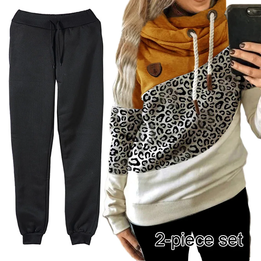 Hoodies Suit Winter Spring Solid Casual Tracksuit Women Fleece 2 Pieces Set Sports Sweatshirts Pullover Sweatpants Suits Female