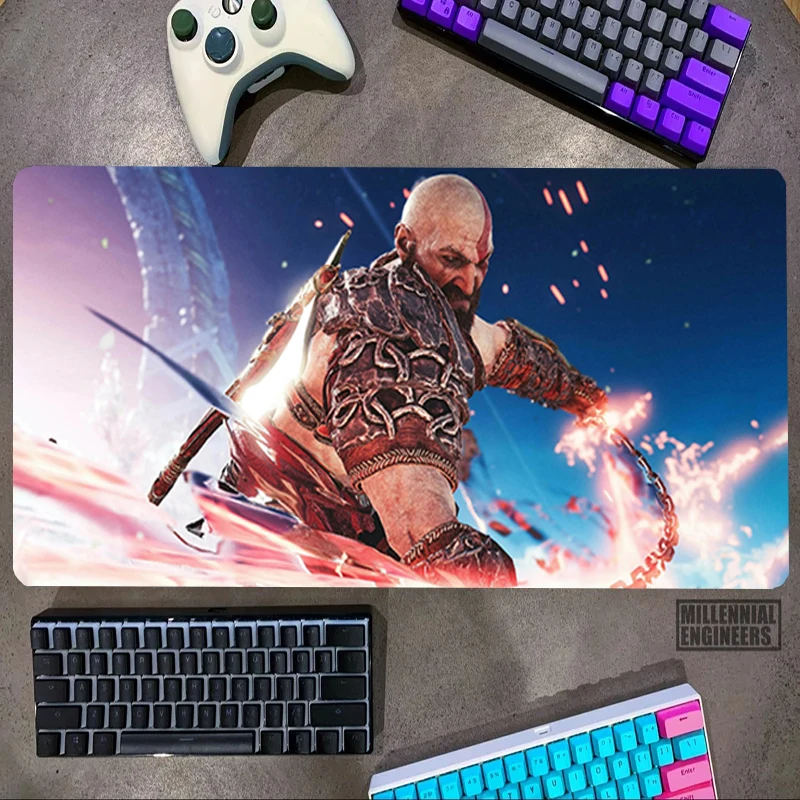 G-god Of War Mouse Pad Gamer, alas Mouse besar, aksesori kantor