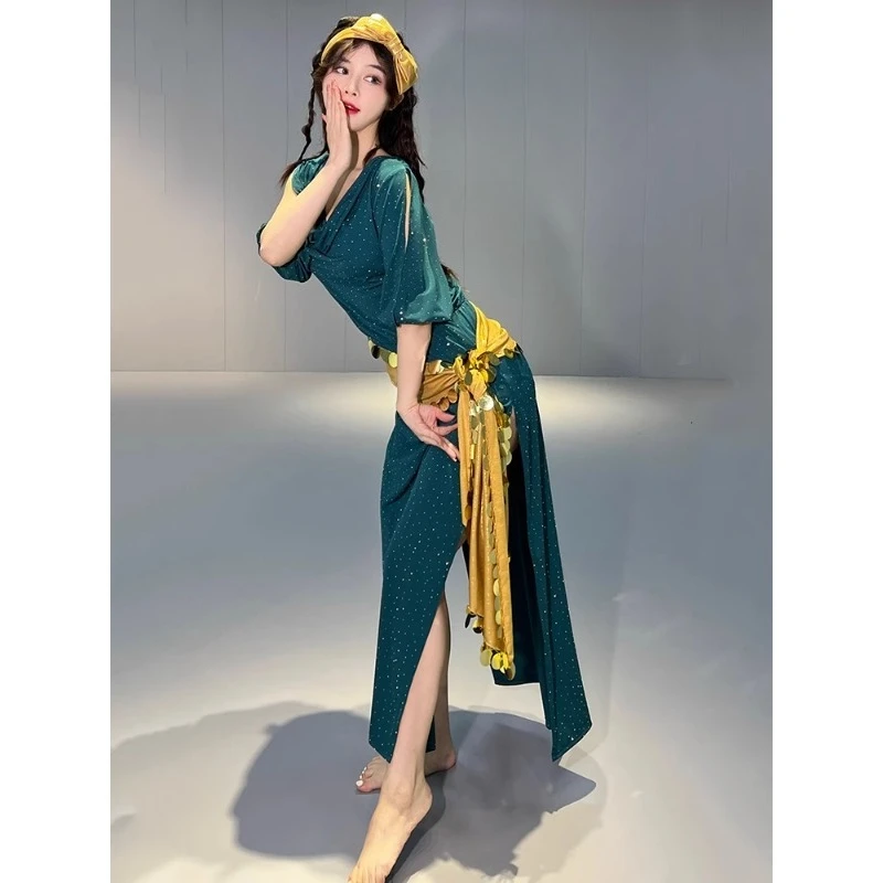 Robe de pratique folklorique Baladi personnalisée, Costumes de danse du ventre, ensemble de Robe une pièce pour uniformes d'équipe pour femmes avec pantalon de sécurité