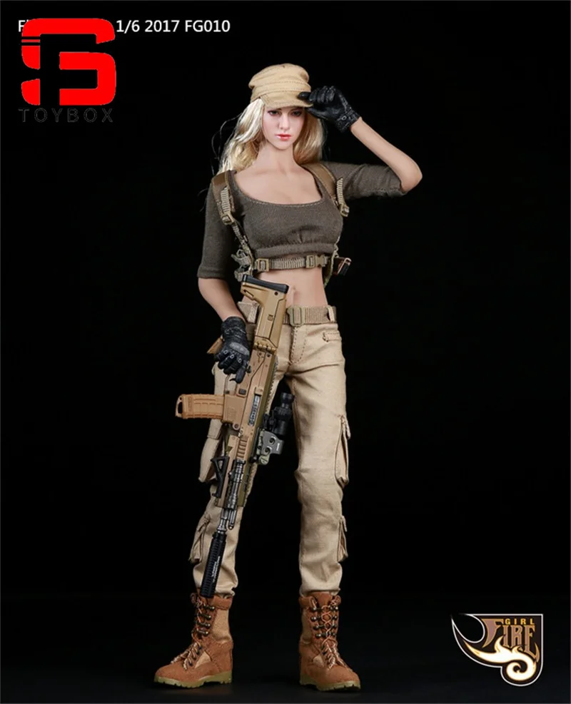 W magazynie Fire Girl Toys FG010 1/6 Female Shooter Gunners Tactical Gunslinger Black Vest Combat Pants For 12'' Action Figure Body