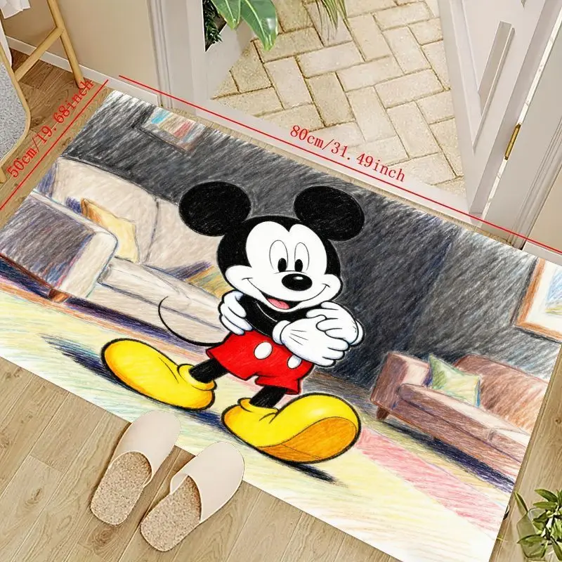 

1PC Cute Mickey Mouse Cartoon Themed Doormat, Soft Non-Slip Absorbent Floor Mat Rug for Living Room Bedroom Kids Room Entryway H