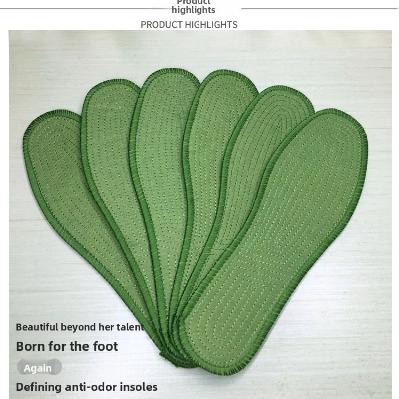 Men Women Cotton Shoe Insoles, Sealed Package Breathable Sweat Absorbent Odor Resistant Insoles, Green Comfort Inserts