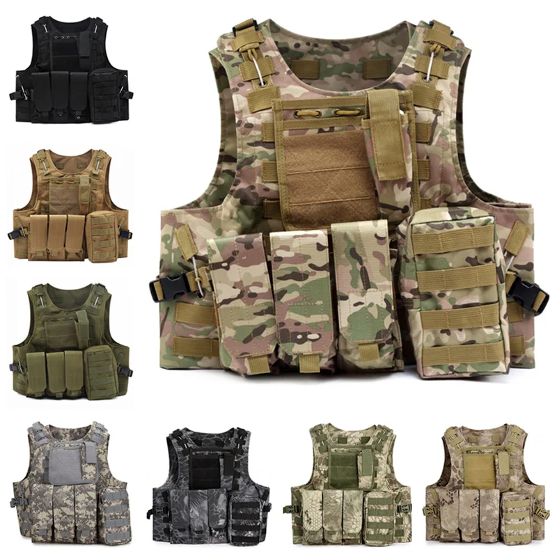 

USMC Tactical Vest Molle Combat Assault Plate Carrier Airsoft Gear Paintball Chest Rig CS Wargame Hunting Vests