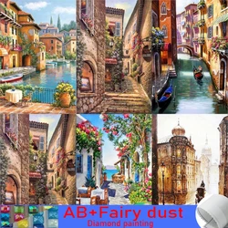 Street Scenery DIY 5D 120 colors AB Fairy Dust Diamond Painting Mosaic Landscape Diamond Embroidery Picture Home Decor Gift