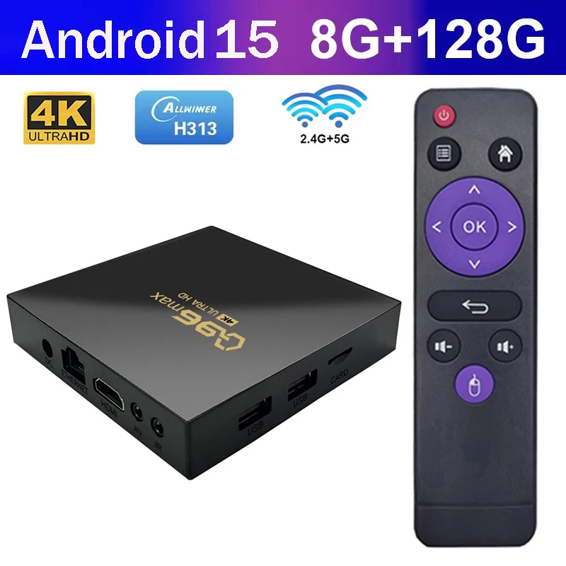 TV Box IPTV Q96 Max Smart Allwinner H313 Supports 5G 4G Dual Wifi HD 4K 1080P 8GB 128GB Media Player PK Set Top Box Android 15.0