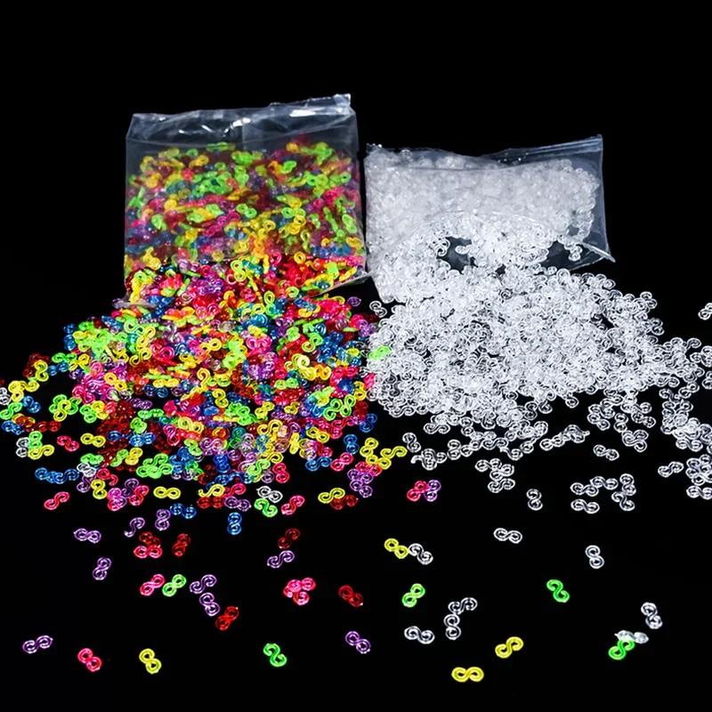 300pcs Acrylic S Clips Loom Rubber Band Clips Plastic Jewelry Connectors for Necklace Bracelet Making Colorful Clasp Refill Kit
