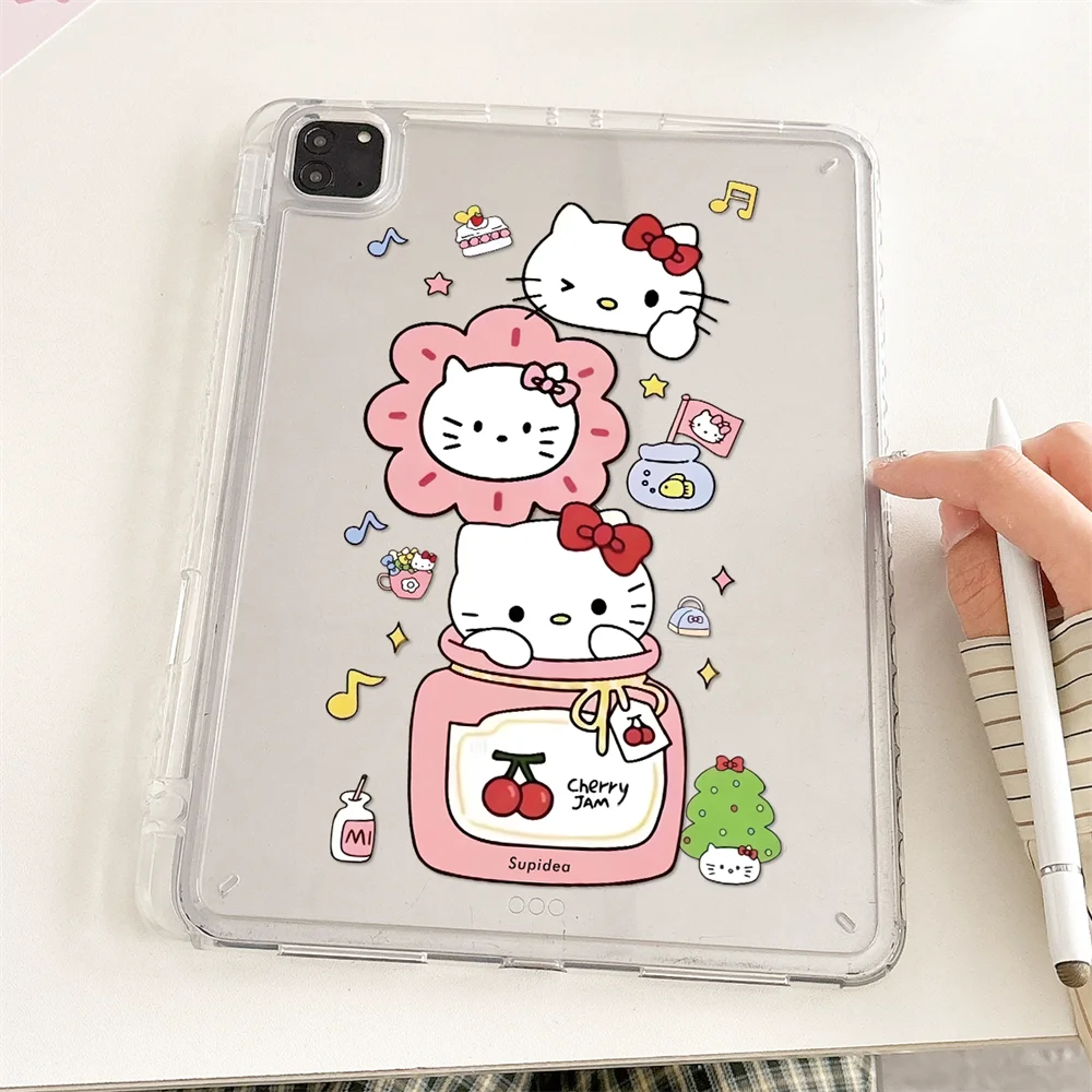 

Прозрачный чехол для планшета Hello Kitty для IPad A16 10/11 9/8/7 10,2 дюйма Pro Air 11 Mini 7 6 10,9 10,5 9,7, противоударный чехол