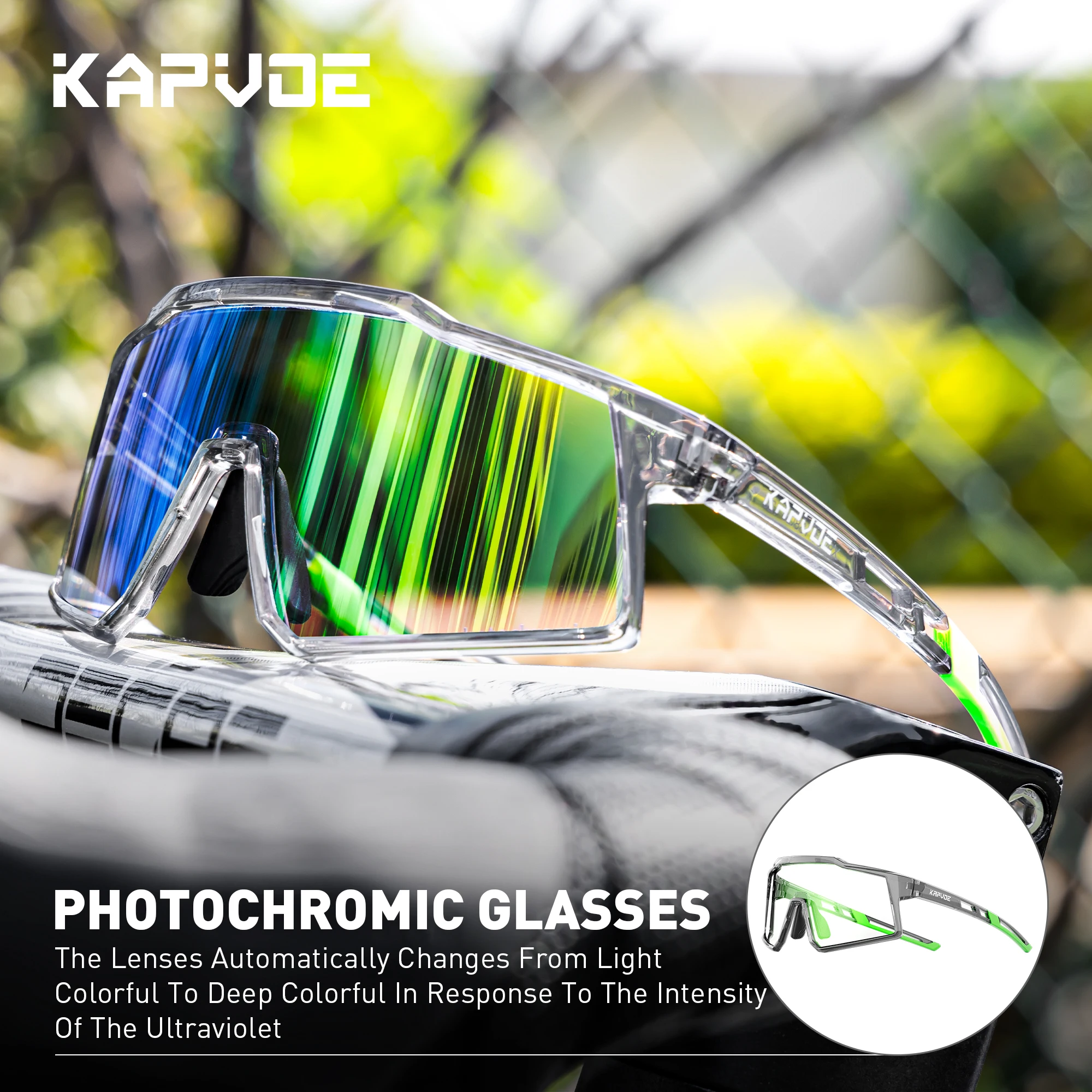 KAPVOE Teenager Photochromic Bike Cycling Glasses UV400 Child Bicycle Cycling Outdoor Sports Sunglasses Golf Fishing Eyewear