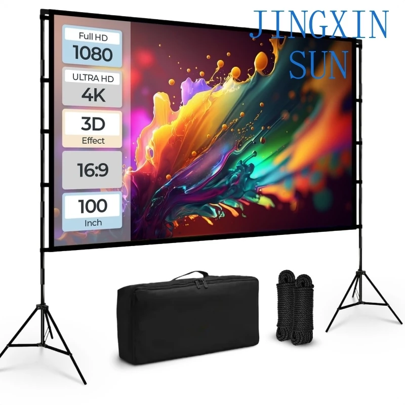 100inch Projector Screen with  Stand for Home Outdoor Theater Backyard Cinema  Movie