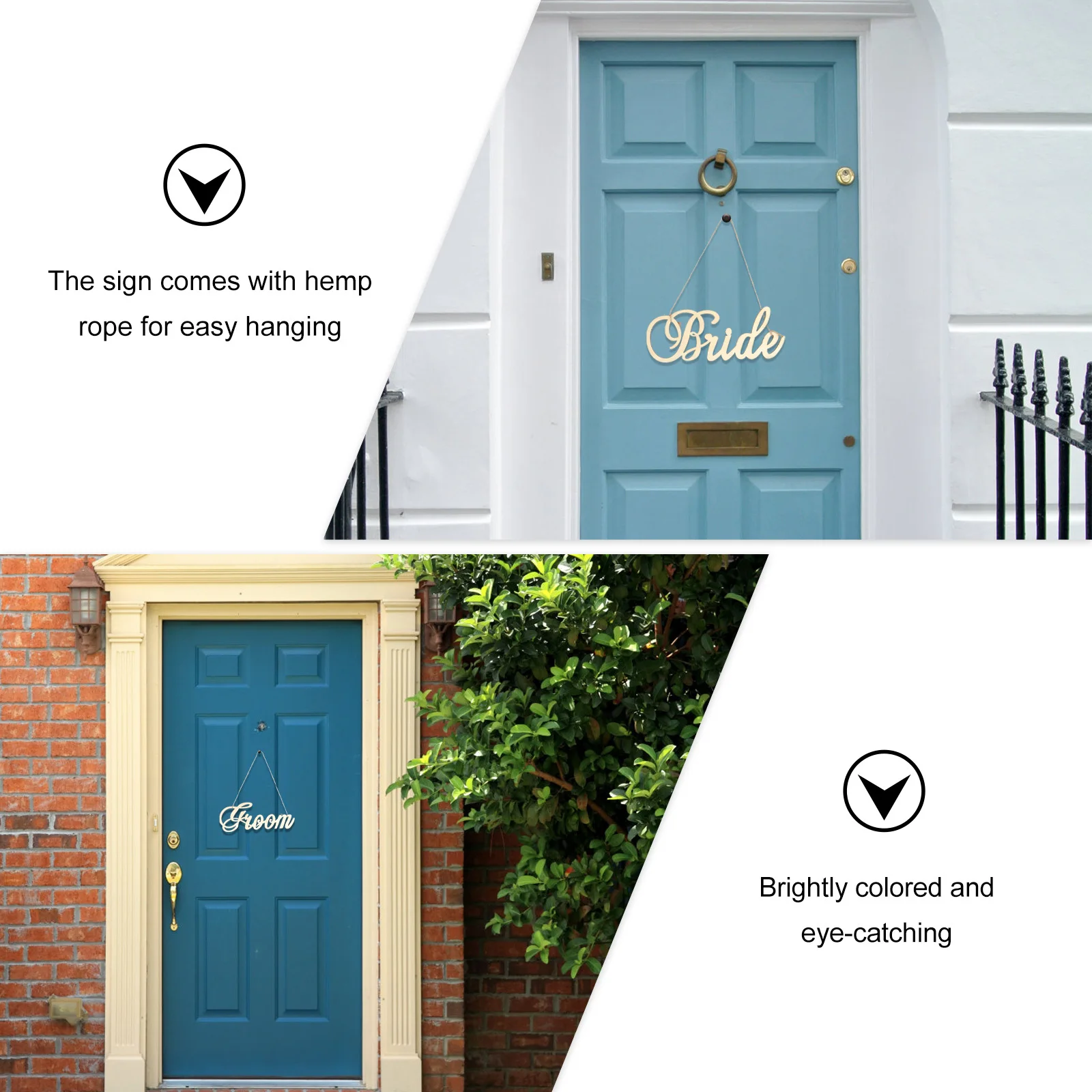 

Wooden Wedding Hanging Signs for Door Chair Decor Bride Groom Alphabet Tags Bridesmaid Party Labels 2 Pcs Set