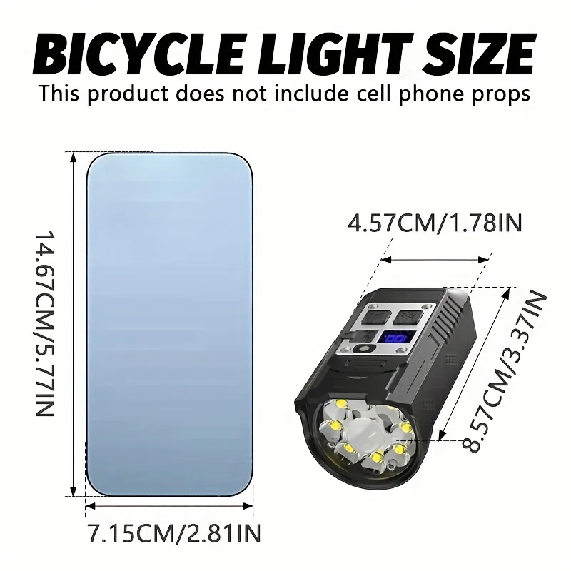 Bicycle Flashlight 9 LED Bike Lamp Type-C Rechargeable Bike Light Ultralight Handlebar Lights Waterproof Cycling Lantern