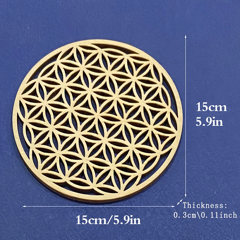 1PC Chakra Flower Of Life Natural Symbol Kinds Wood Round Edge Circles Carved Coaster For Stone Crystal Set DIY Decor