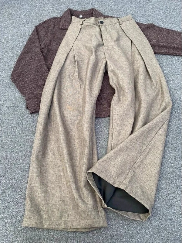 

Мужские брюки-палаццо в американском ретро-стиле, свободные, драпированные, повседневные, прямые, с высокой талией, прямые брюки-трубы, больших размеров