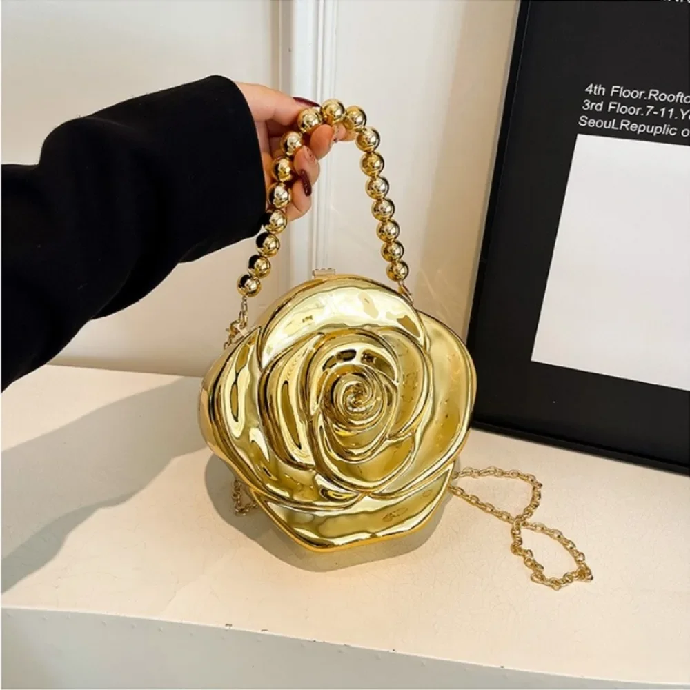 2025, neue Europa und die Vereinigten Staaten, Kette, Blumen, Damentasche, Nischen-Umhängetasche, Perlen-Handheld-Dinner-Damentasche