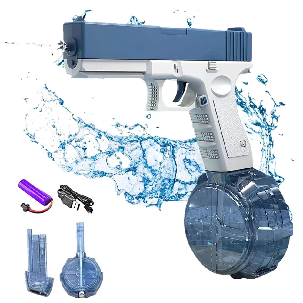 New Water Gun Electric LED Spurt Fire Pistol Shooting Toy Full Automatic Summer Water Beach Swimming pool Toy For Kids Boys