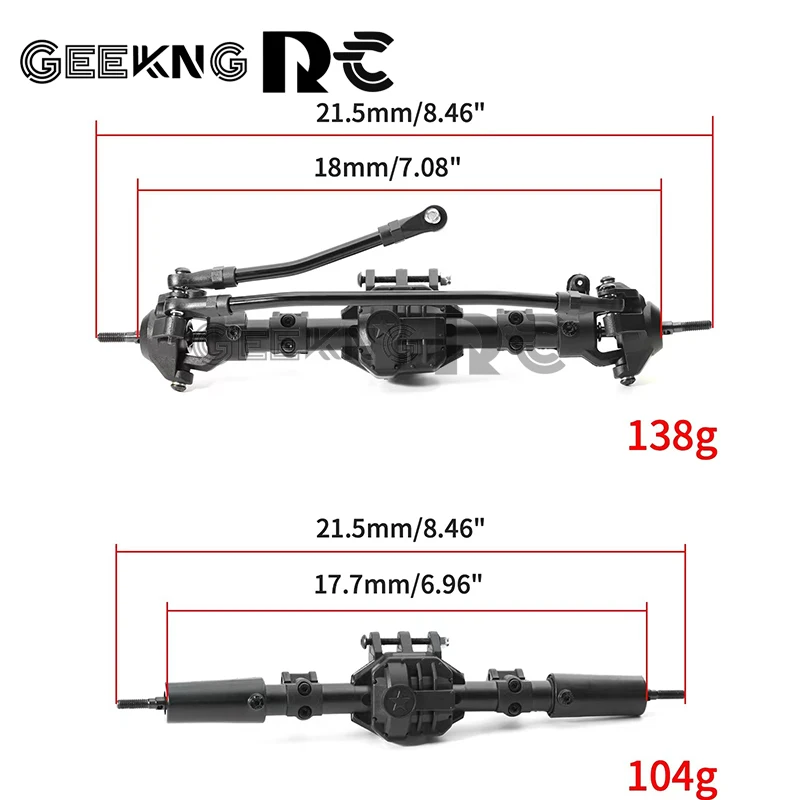 2pcs Front and Rear Straight Complete Axle for Axial SCX10 II 90046 1/10 RC Crawler Car Upgrade Parts