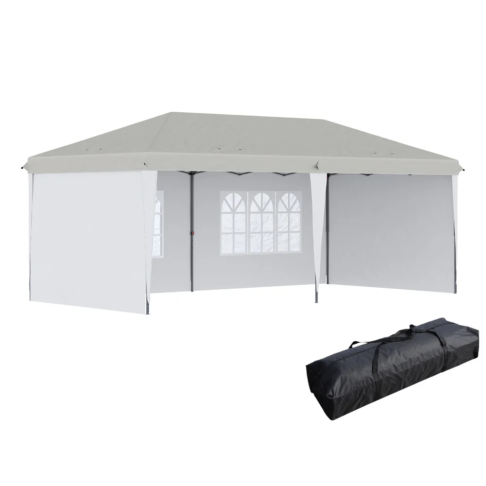 10' x 20' Pop Up Canopy Tent with 4 Sidewalls, Heavy Duty Tents for Parties, Outdoor Instant Gazebo with Carry Bag, for Outdoor