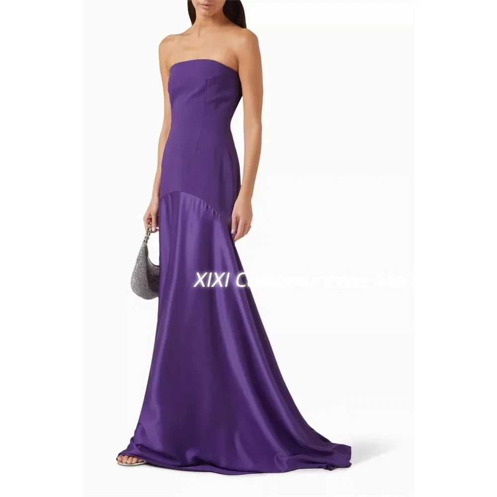 Customized Wedding Party Dress A-Line Strapless Formal Occasion Dresses Floor-Length Zipper Up Sleeveless Dress Women Elegant