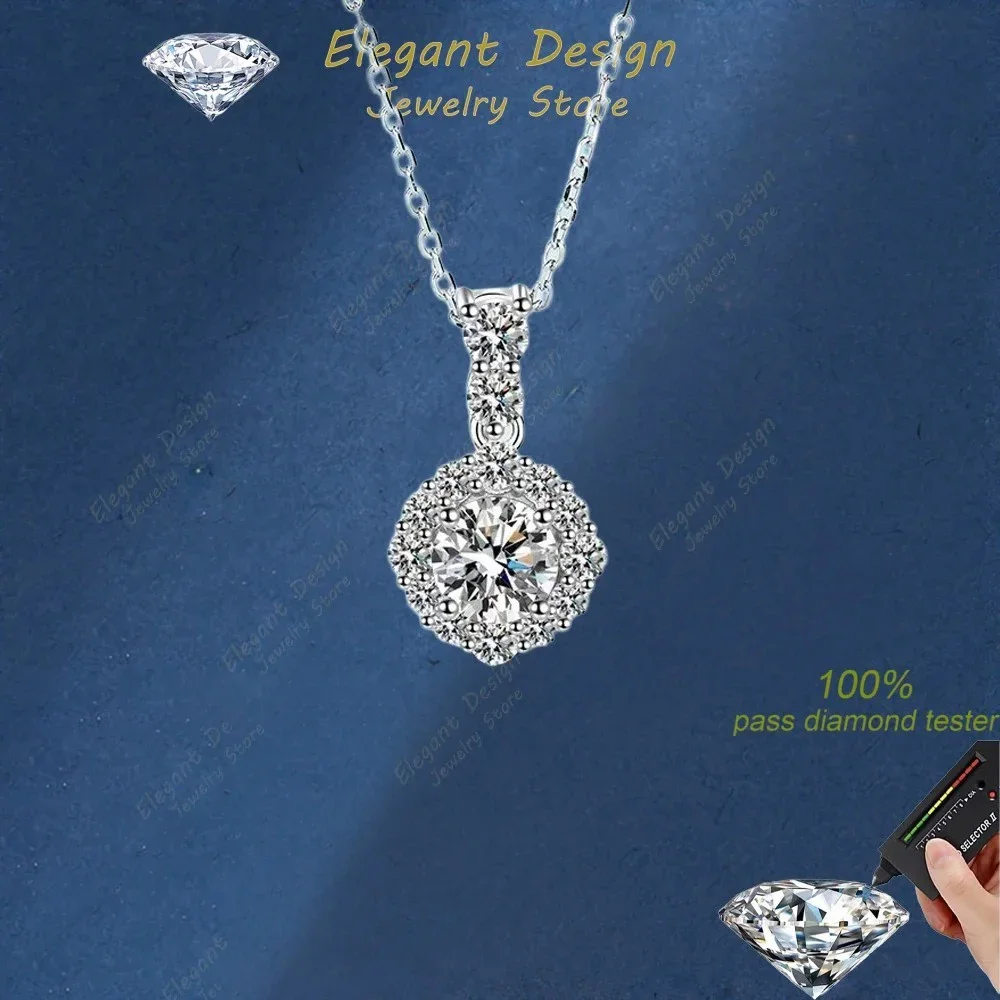 

Элегантный дизайн, пузырьковая круглая инкрустация, роскошное ожерелье из муассанита, женская платиновая круглая цепочка с подвеской PT950 для свадебных украшений