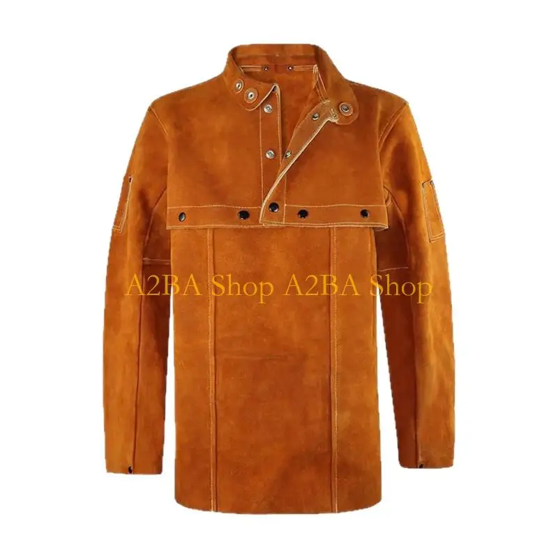 A2BA Strong Leather Heat Resistant Welding Coat for Industrial Work